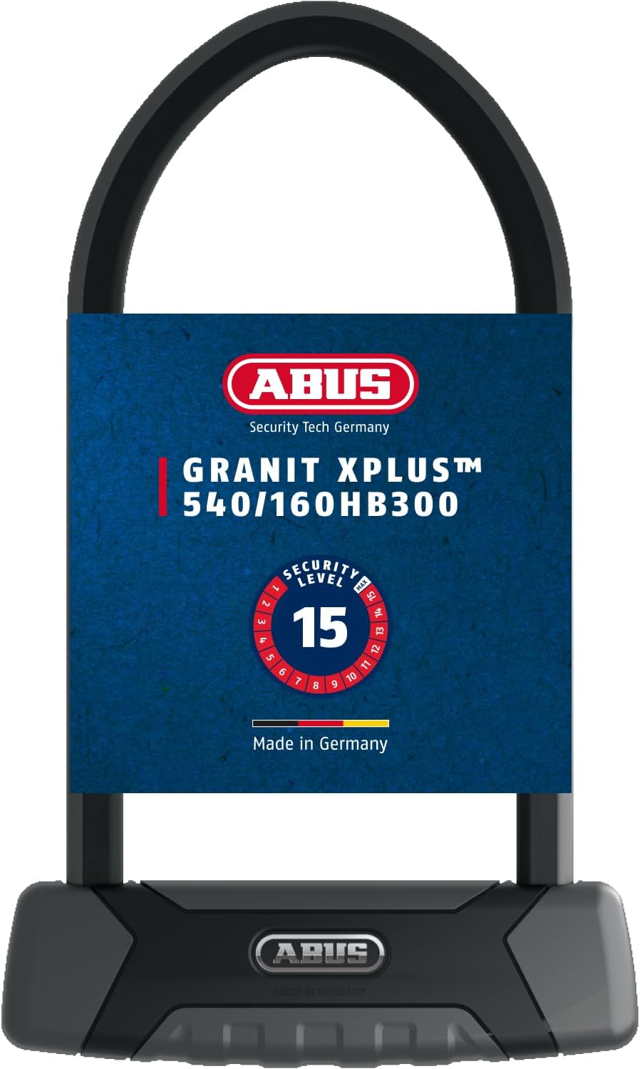 ABUS Bügelschloss Granit XPlus 540 + USH-Halterung - Fahrradschloss mit 13 mm starkem Bügel und XPlu