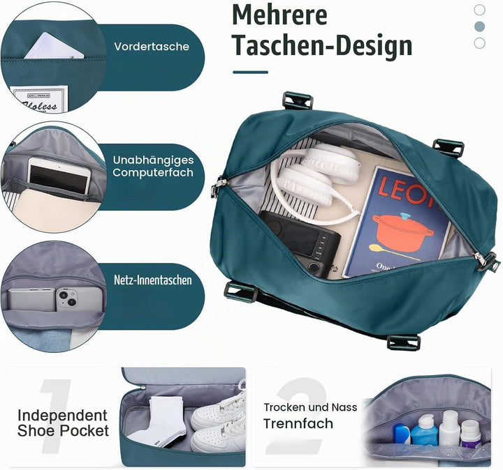 Gross Reisetasche Damen Handgepäck Tasche Sporttasche Weekender Bag Schwimmtasche Wasserdicht Travel