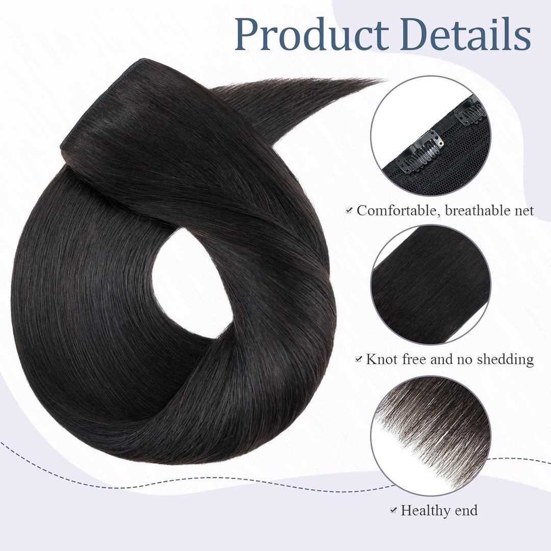 Clip in Extensions Echthaar DICK Haarteile Echthaar 1Pc 5 Clips Extensions Echthaar Clip in Weich Na