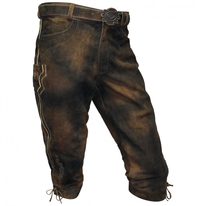 Lederhose Kniebundhose Leder braun Antik-Patina Trachtenlederhose Herren Zipp Knickerbocker Reissver