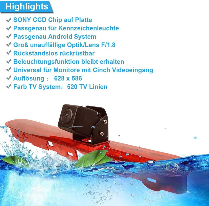 「Rückfahrkamera Transportster + 7 Zoll TFT LCD Bildschirm Auto Monitor」 Bremsleuchte Auto Dach Rückf