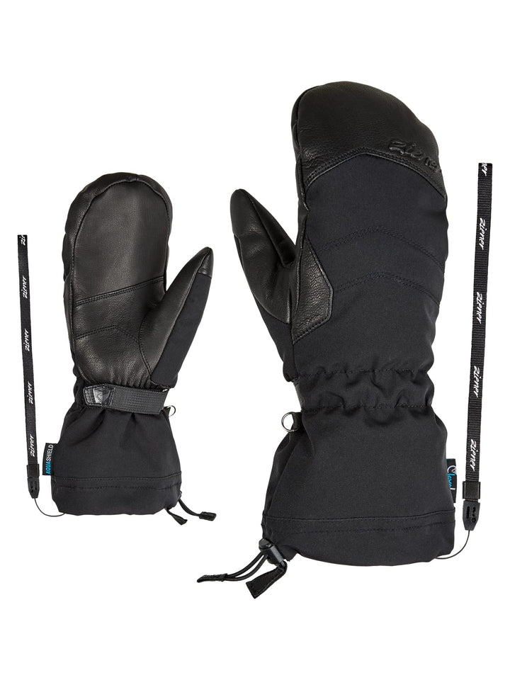Ziener Damen Kilati Ski-Fäustling/Wintersport | wasserdicht, Wolle, Freeride 7 Schwarz, 7 Schwarz