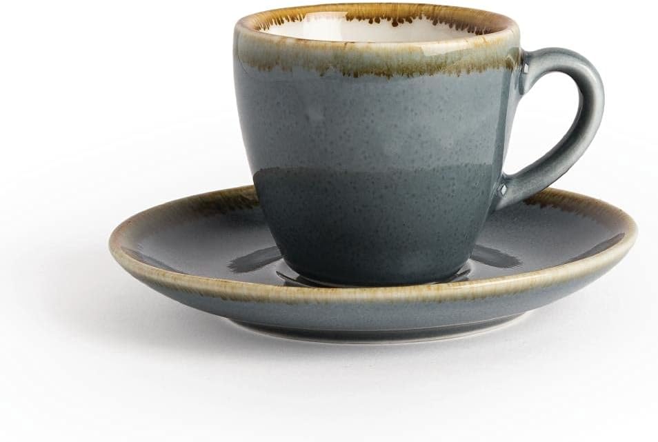Olympia Kiln Espresso-Kaffeetassen 85 ml/3 oz (6er-Pack), Ozeanfarben-Stil, Steinzeug-Geschirrtassen
