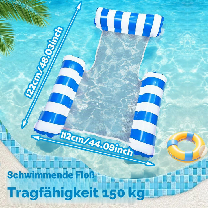 XL Luftmatratze Pool mit Netz,Luftmatratze Wasser Mehrzweck 4 in 1,Wasserhängematte für Erwachsene u