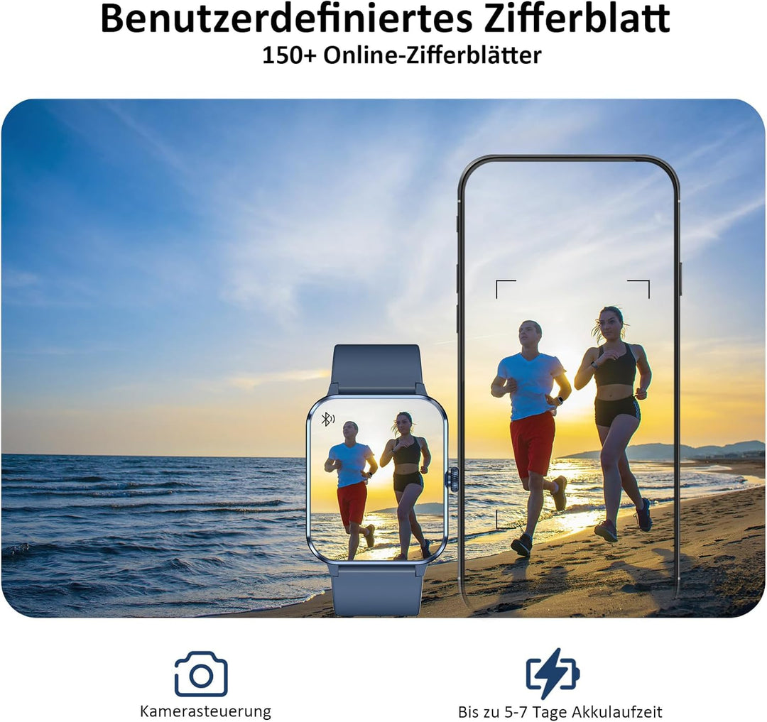 Blackview Smartwatch Herren Damen mit Telefonfunktion(Anrufe tätigen/empfangen)/Message Reminder, Sp