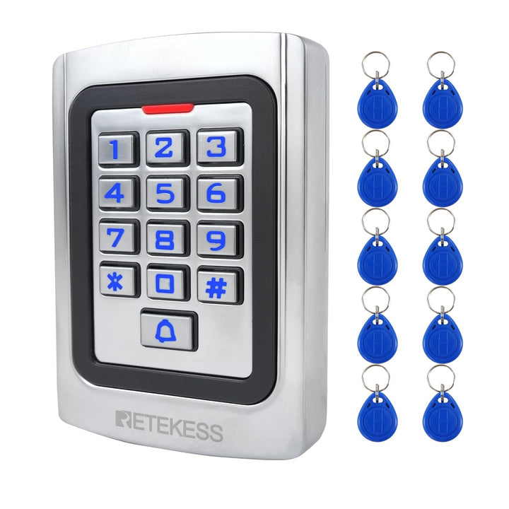 Retekess T-AC04 Digicode Tastatur Metall IP68 Zugangskontrolle PIN 125KHz RFID Wasserdicht Hinterleu