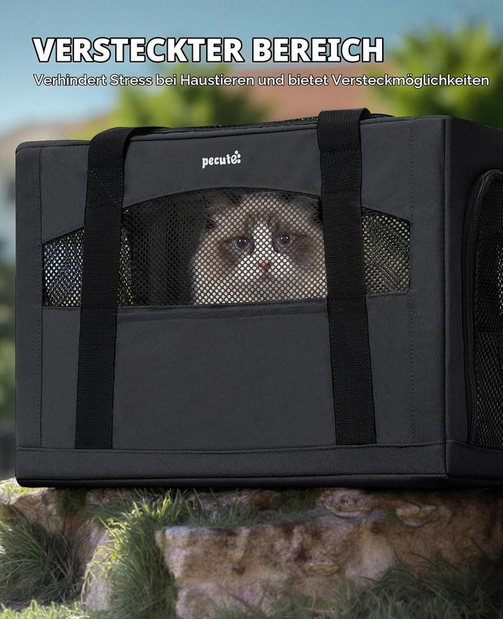 pecute Katzentasche Transporttasche Stabiler Halt Haustier Tragetasche, Transportbox Katze Leicht, F