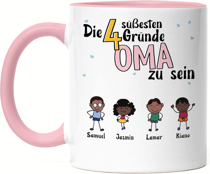 Oma Tasse Rosa Geburtstag Personalisiert für Oma Enkel Enkelin Baby Geschenk Kinder Oma Geschenk Mut