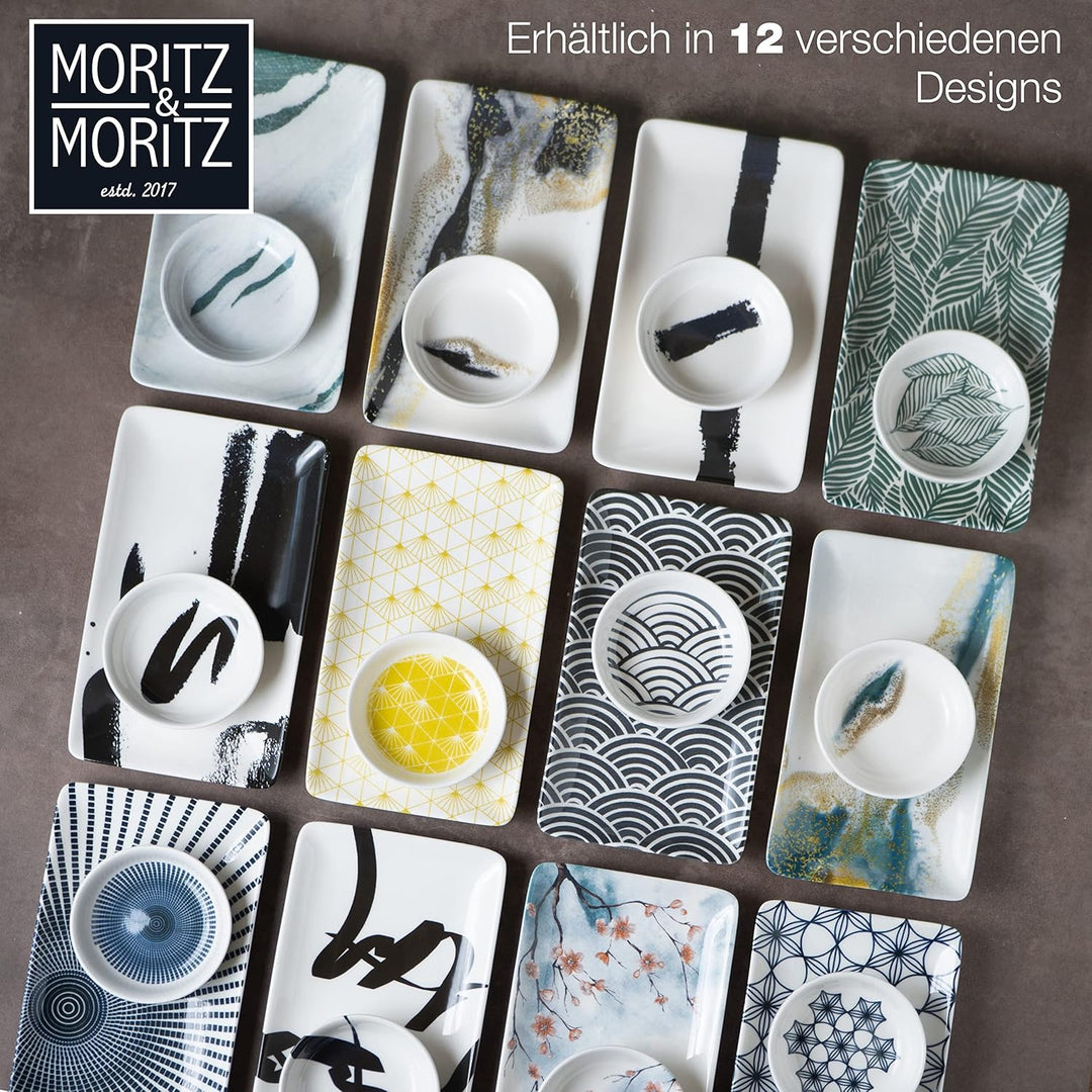 Moritz & Moritz 10-tlg. Sushi Geschirr Set für 2 Personen - Sushi Servierset mit 2x Sushi-Teller, Di