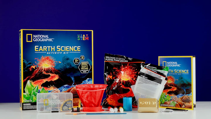 BANDAI - National Geographic - Bau und Ausbruch eines Vulkans - 1 Kristall zum Züchten - 1 Pyrit zum
