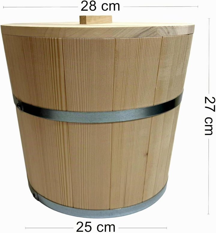Wooden World – Holzeimer mit 2 Deckeln zum Fermentieren von Sauerkraut und Gurken Fass für Sauerkrau