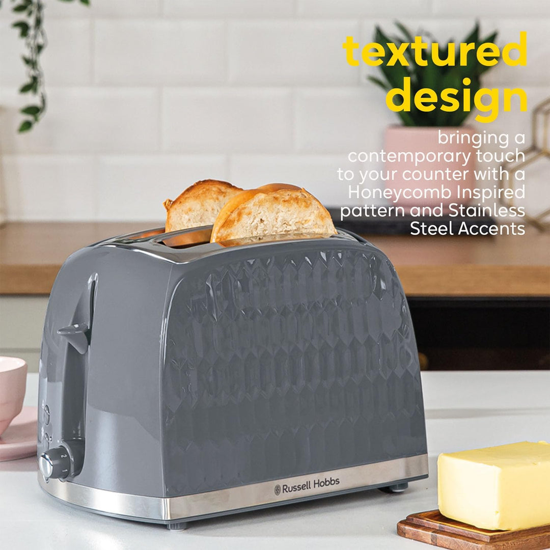 Russell Hobbs 26063 Waben-Toaster mit 2 Scheiben (extra breite Schlitze, hohe Hebefunktion, 6 Bräunu