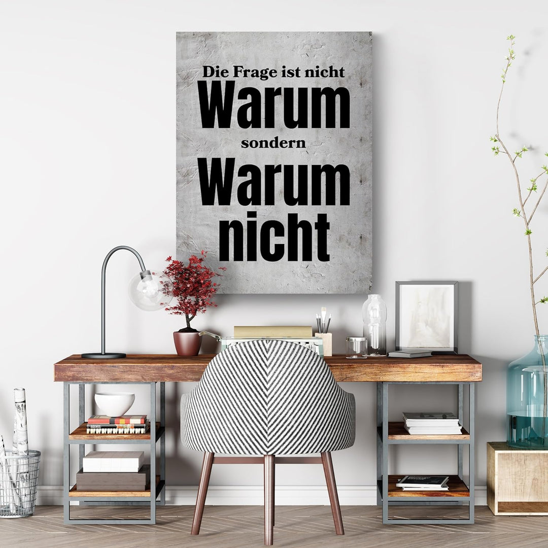 wandmotiv24 Leinwandbild Motivation, 60x45cm, Hochformat, Warum Nicht, Deko, Bilder auf Leinwand, Wa