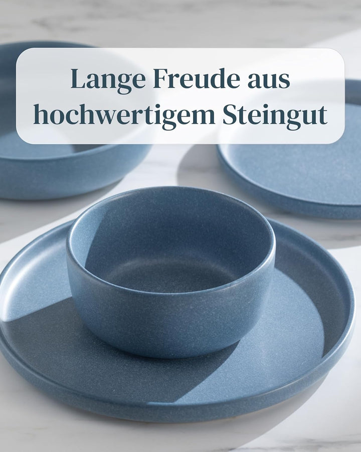 Steingut Suppenteller 6 Pers. Hochwertiges Urban Style TEST SEHR GUT Tiefe Teller Set- Kratzfest, Fü