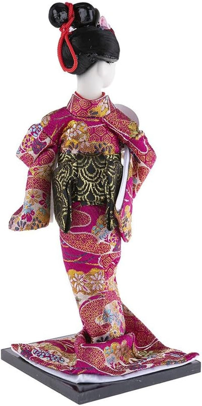 Asiatischer Puppe, japanische Dekoration, Geisha Kimono, Fuchsia, Fuchsia