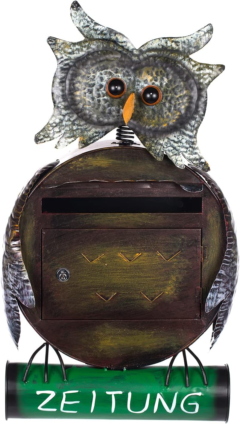 Antiker grosser und sehr edler Briefkasten, Tierdesign Eule, NA12A480 Handbemalt. sehr schön gearbei