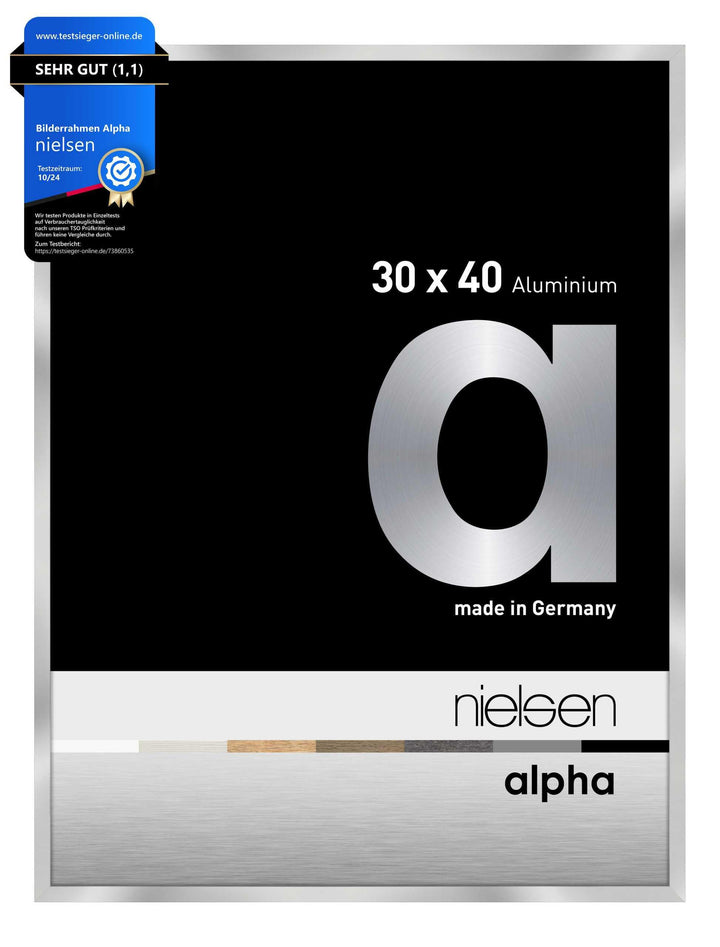 nielsen Aluminium Bilderrahmen Alpha, 30x40 cm, Silber Silber 30 x 40 cm, Silber 30 x 40 cm