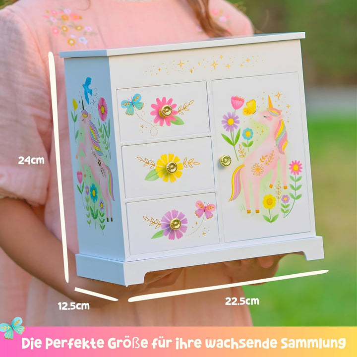 Musikalisches Prinzessin-Schmuckkästchen für Mädchen - Kinder Spieluhr mit Spiegel, Prinzessin Gesch