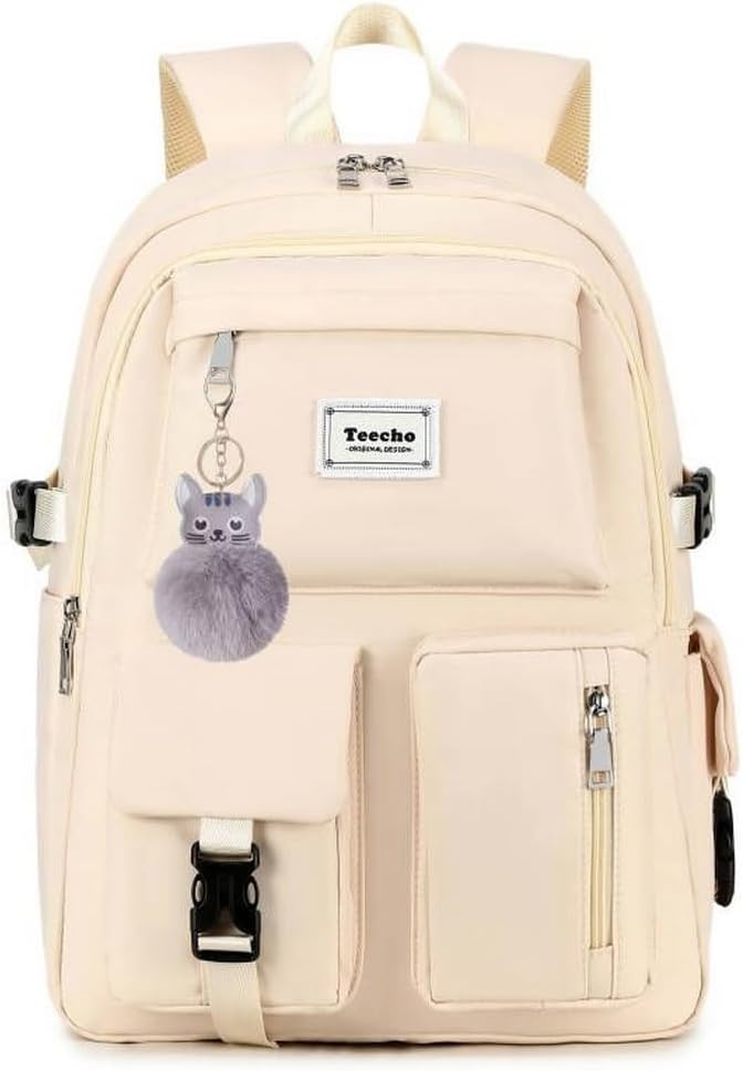 Ternbay Mädchen Schulrucksack Frauen Laptop Rucksack Niedliche Schultasche für Mädchen Crème Creme,