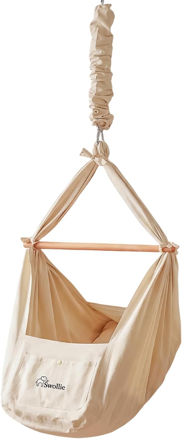 Premium Federwiege beige | für Babys ab Geburt bis 15 Kg | Bio-Baumwolle