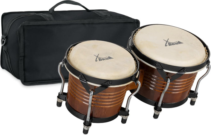 XDrum Bongos Pro Tobacco - 2 Trommeln mit 6,5" (17 cm) und 7,5" (20 cm) Durchmesser - Bongotrommeln