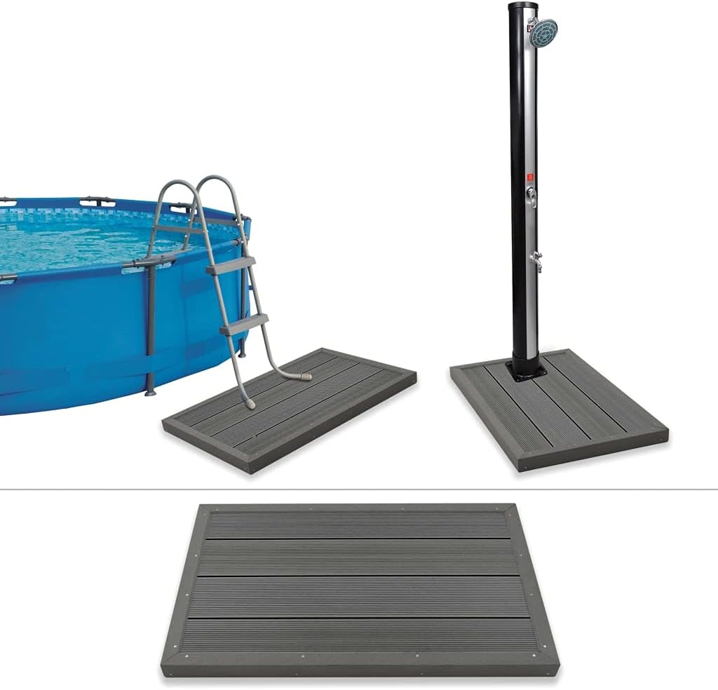 Bodenelement Bodenplatte Duschboden für Solardusche Pooldusche Poolleiter WPC Grau, Grau