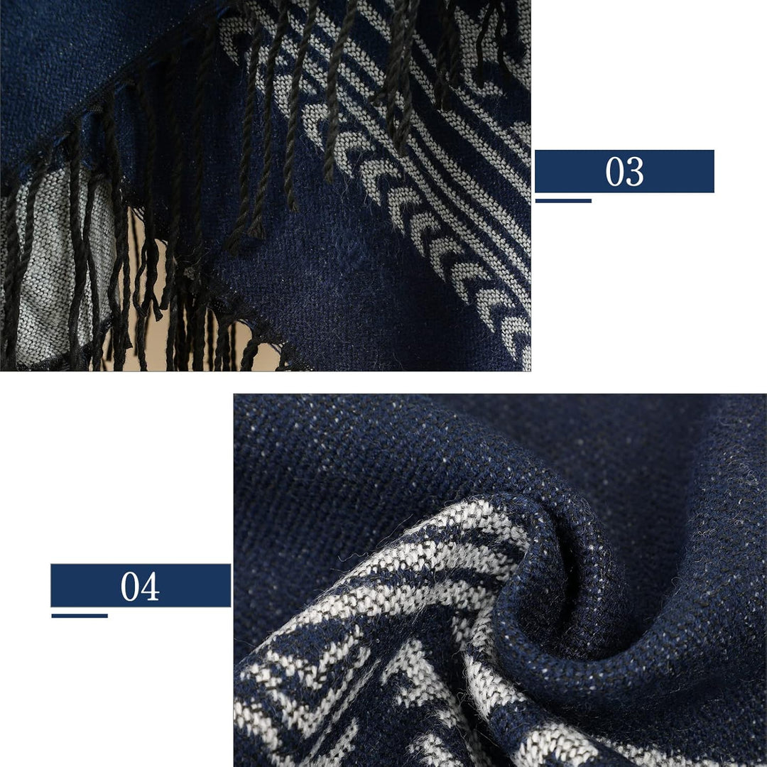 Superora Damen Poncho Cape Umhängetuch Stola Strick-Pullover Karierte Deckenschal Sweatshirt Schal m
