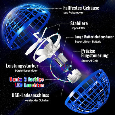 semai Fliegender Ball, Flying Orb Ball mit RGB Licht, Spielzeug Jungen Magic Ball, Hand Controlled S