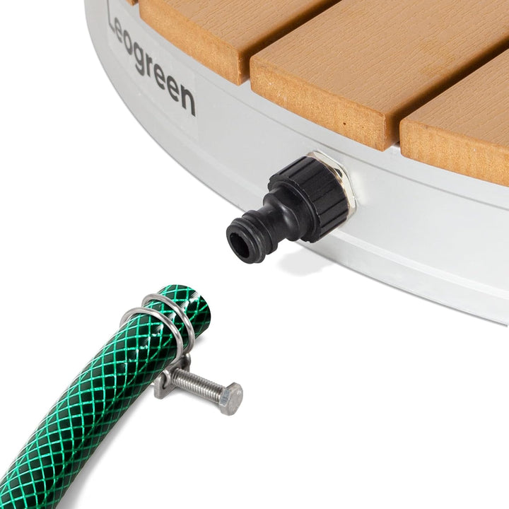 Leogreen Gartendusche, Aussendusche für den Garten mit Fussrad, Bodendusche mit 4m Wasserstrahlhöhe,