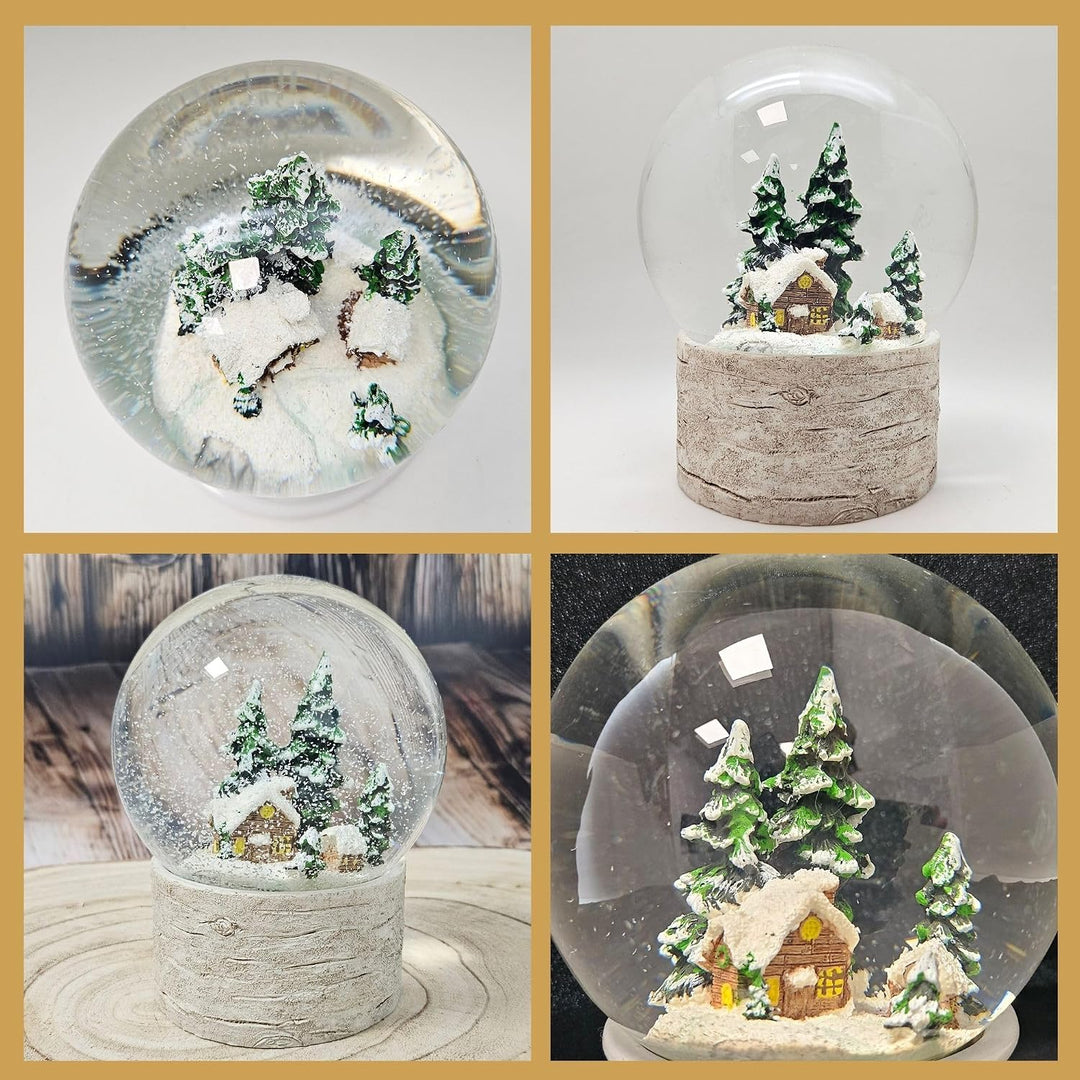 Schneekugel Weihnachten | Hüttenzauber | Landhaus | B: 10cm | 20327 Holz Hütte, Holz Hütte