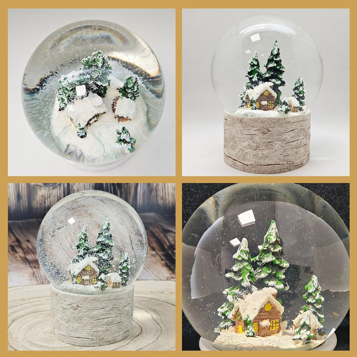 Schneekugel Weihnachten | Hüttenzauber | Landhaus | B: 10cm | 20327 Holz Hütte, Holz Hütte