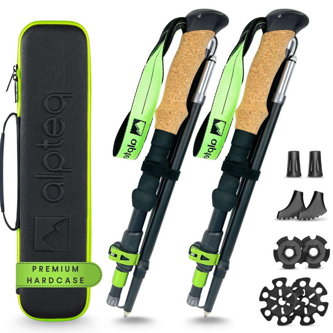 Wanderstöcke faltbar Carbon oder Aluminium mit Korkgriff | Bergsport Trekkingstöcke | Nordic Walking