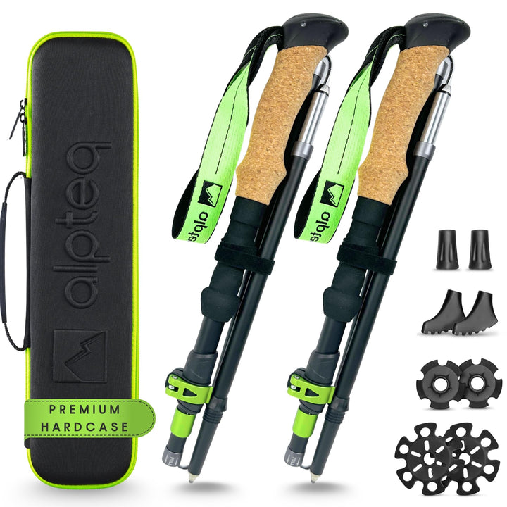 Wanderstöcke faltbar Carbon oder Aluminium mit Korkgriff | Bergsport Trekkingstöcke | Nordic Walking