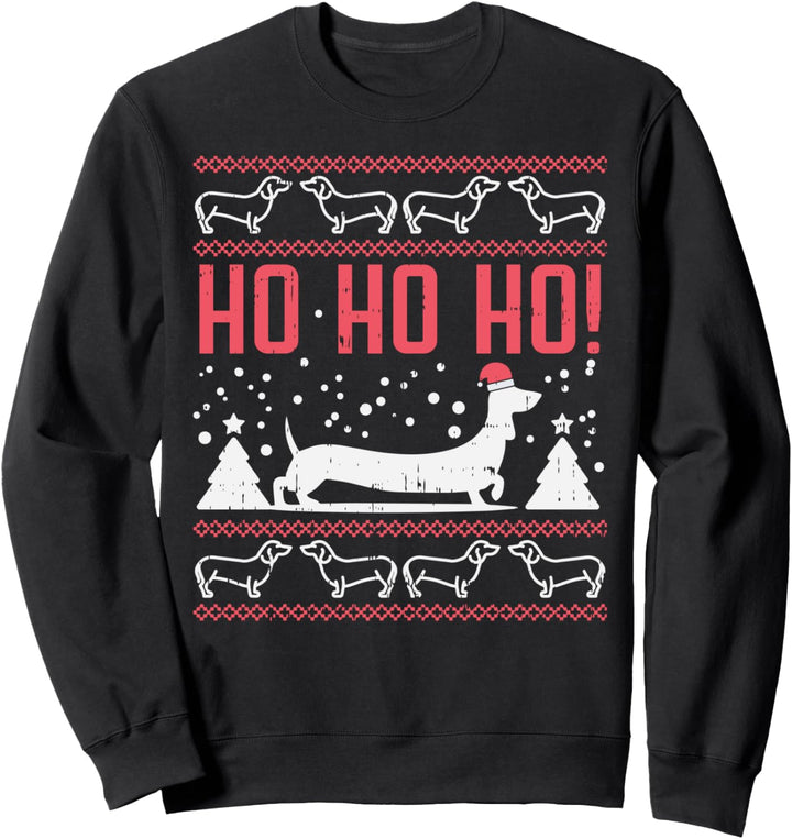 Ho Ho Dachshund Santa Ugly Christmas Sweater Dog Owner Gift Sweatshirt