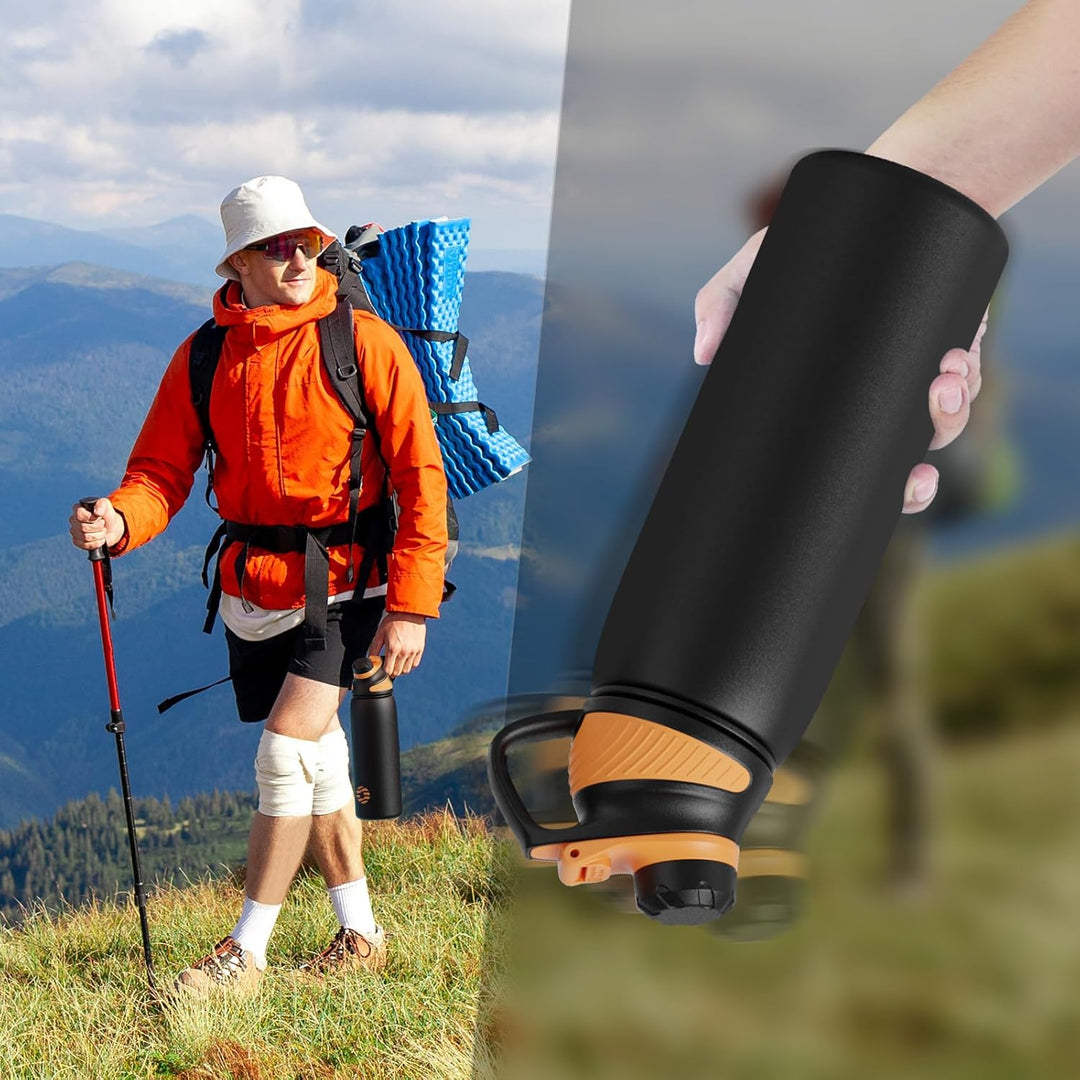 Fjbottle Edelstahl Trinkflasche Sport mit Magnetischem Deckel 1L, 800ml, 600ml, 400ml BPA-Frei Ausla