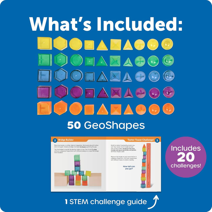 Learning Resources Stem Explorers GeoShape Challenge, Lernspiel mit geometrischen Formen, 3D, 50 Stü