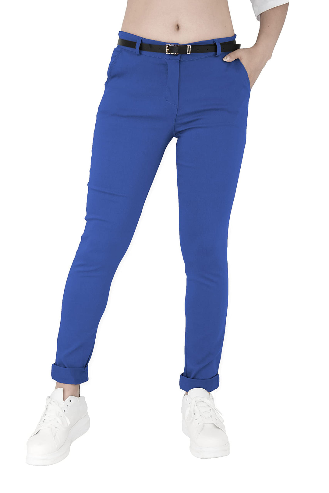 JOPHY & CO. Elastische Damen-Chino-Hose mit Gürtel (Artikelnummer: 3008) Regulär XL Denim, Regulär X