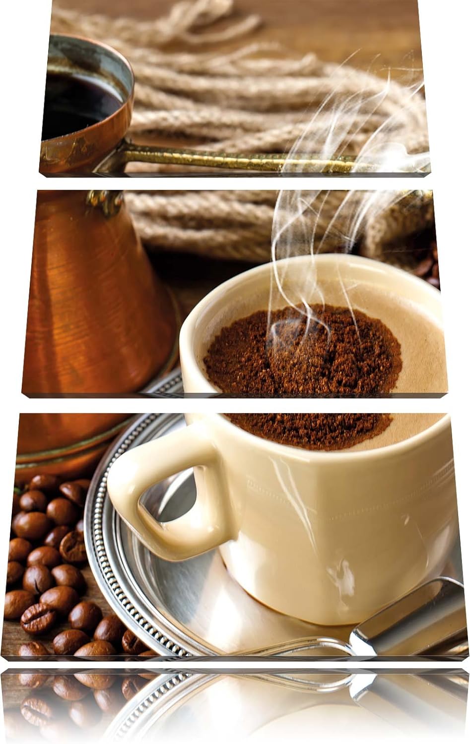 Pixxprint Kaffe Kaffeetasse Kaffee Trinken Heisse Schokolade 3-Teiler Leinwandbild 120x80 Bild auf L