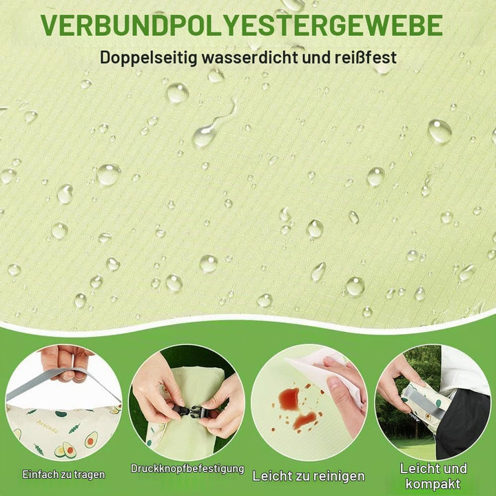 Mini Picknickdecke, wasserdichte Sandfeste, Grün Campingdecke, 150×100CM Stranddecke, Leichtgewichti