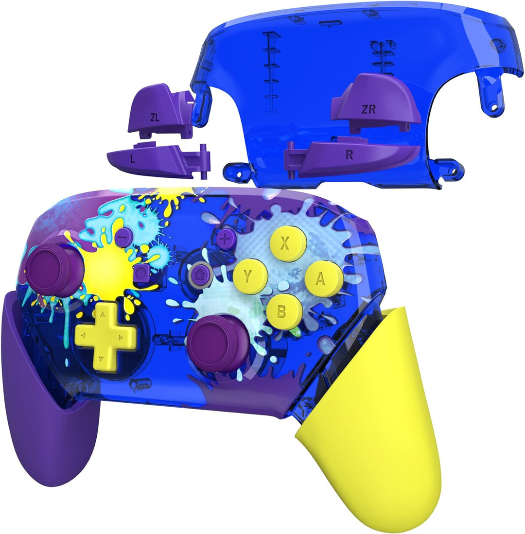 eXtremeRate Griff Hülle Set kompatibel mit Nintendo Switch Pro Controller, DIY-Ersatz Front Case/Bac