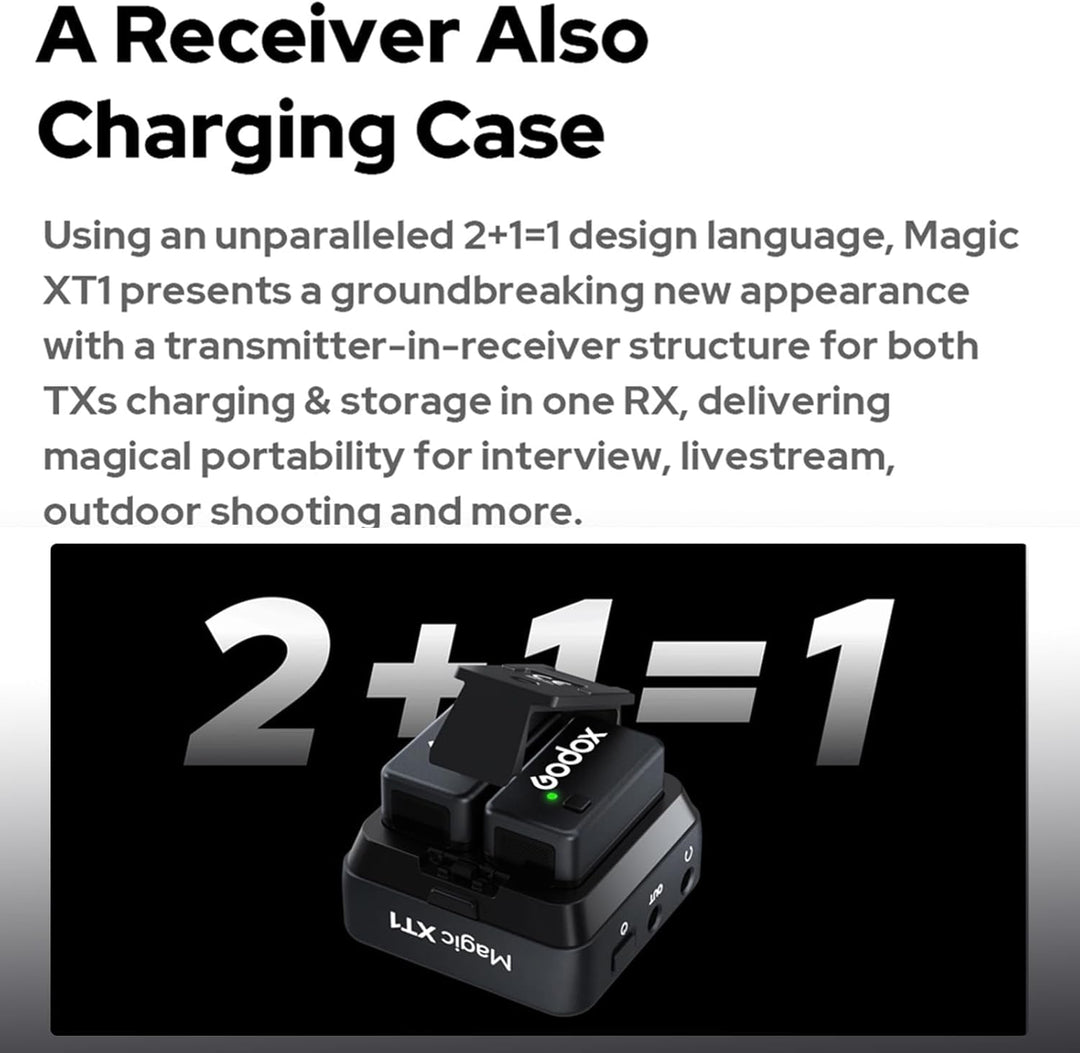 Godox Magic XT1 Kabelloses Lavalier Mikrofon - Stromversorgung und Speicher Integriert, OLED-Touchsc