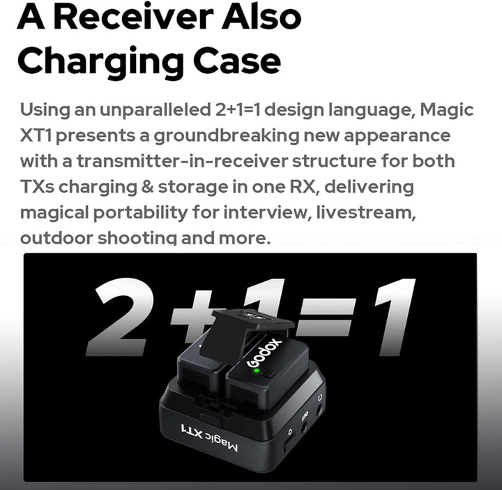 Godox Magic XT1 Kabelloses Lavalier Mikrofon - Stromversorgung und Speicher Integriert, OLED-Touchsc