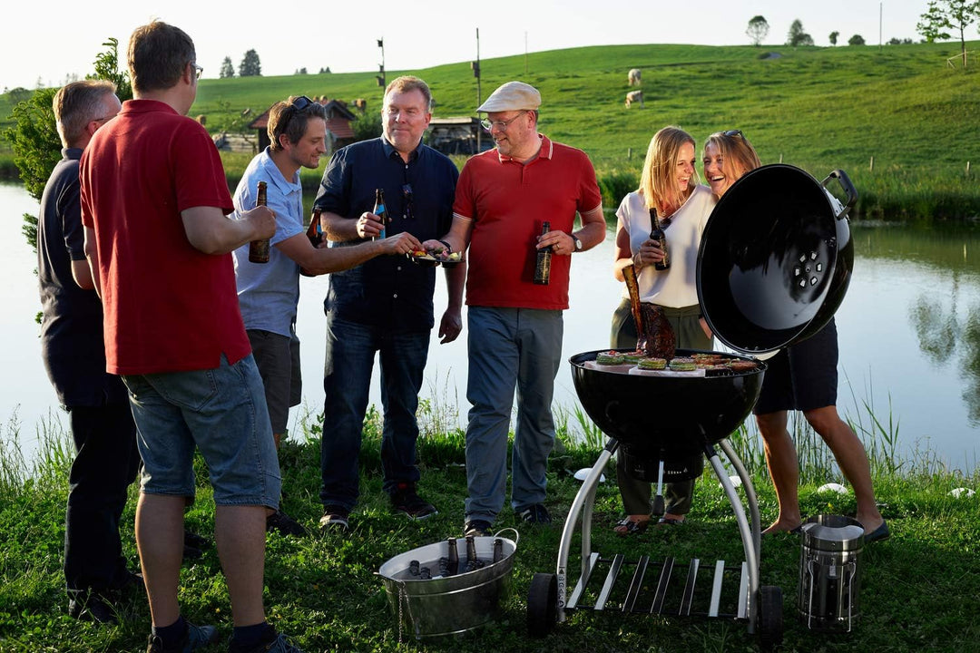 RÖSLE Anzündkamin, Hochwertiger Grillkohleanzünder aus Edelstahl, Funkenschutz, Griff mit Hitzeschut