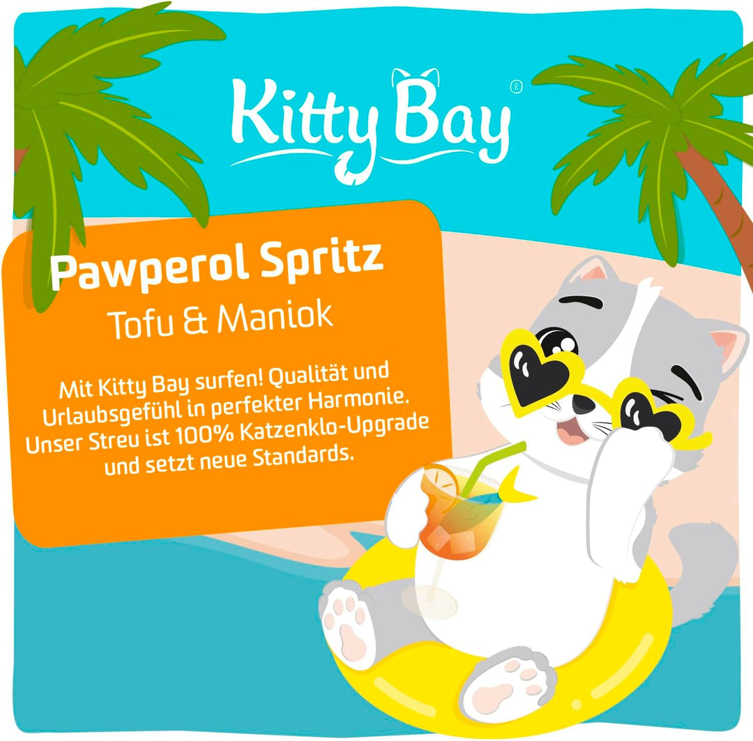 Kitty Bay – Pawperol Spritz – ÖKO Katzenstreu klumpend und staubfrei, Tofu und Maniok, 10 Liter Pawp