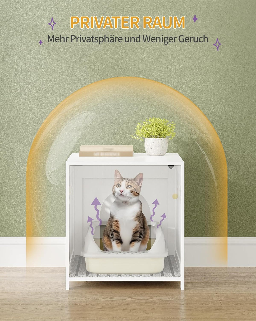 Hzuaneri Katzenschrank, Versteckte Katzentoilette Möbel, Lagerung Schrank Bank, Hölzerne Katze Wasch