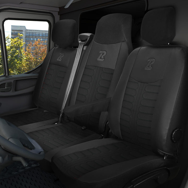 LUCARO Sitzbezüge Auto für Renault Master 3, Opel Movano B, Nissan NV406 | TORNADO Sitzbezug Set Zub