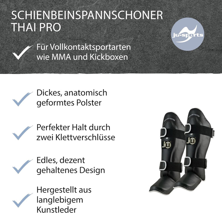 Ju-Sports Schienbein-Spannschutz, PU I Vorgebogener Schienbeinschoner Spannschutz I Gut für Kampfspo