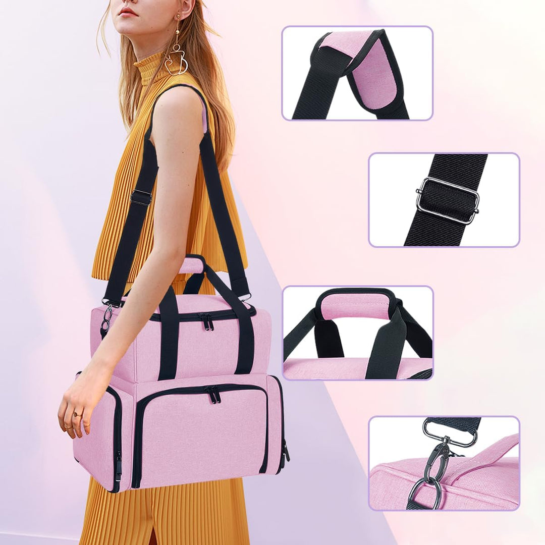 grosse Kosmetiktasche mit 4 abnehmbaren Gehäusen Doppelschicht Reiseveranstalter Make-up-Tasche mit