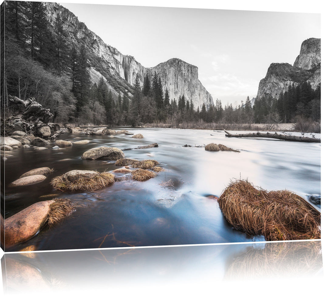 Pixxprint National Park California / 100x70cm Leinwandbild bespannt auf Holzrahmen/Wandbild Kunstdru