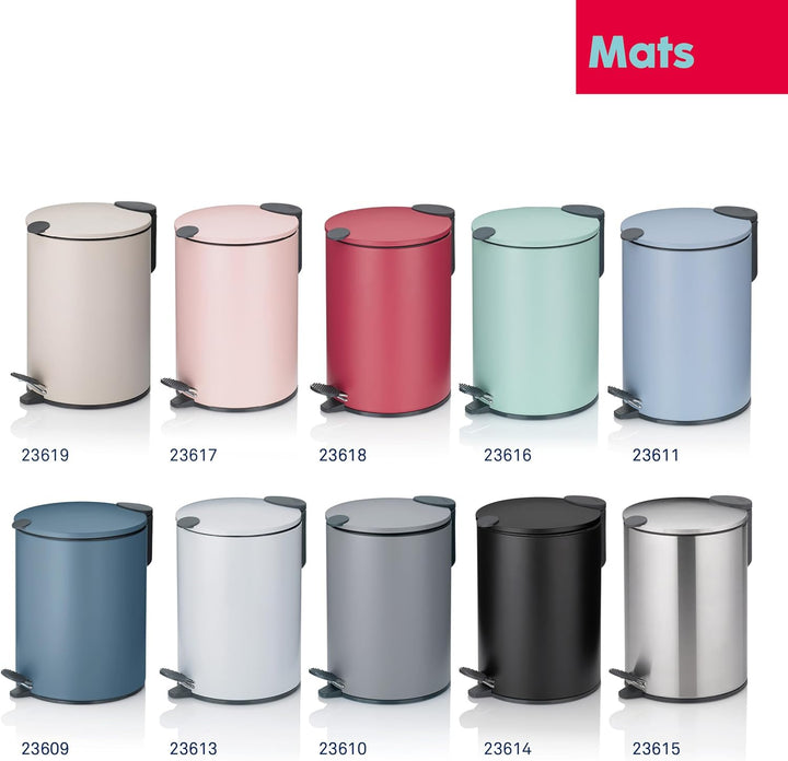 kela Kosmetikeimer schwarz matt 3l, Silent-Close-Deckel, Tretmülleimer Badezimmer MATS, Badmülleimer